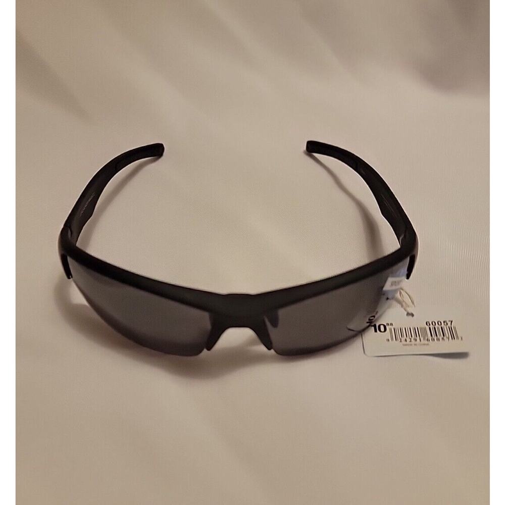 Piranha Sunglasses Sport Wrap Black Partial Frame Style # 60057 Black Lenses